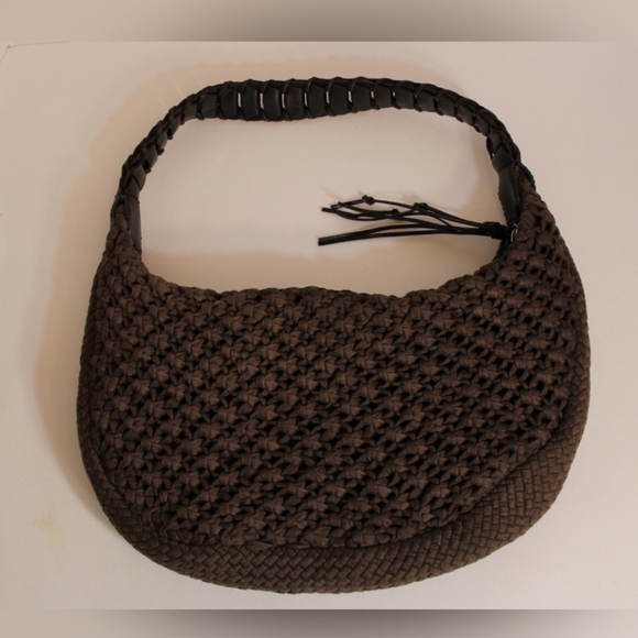 Talbots Handbags - Talbots Brown Crochet Weave Handbag Purse Zipper
